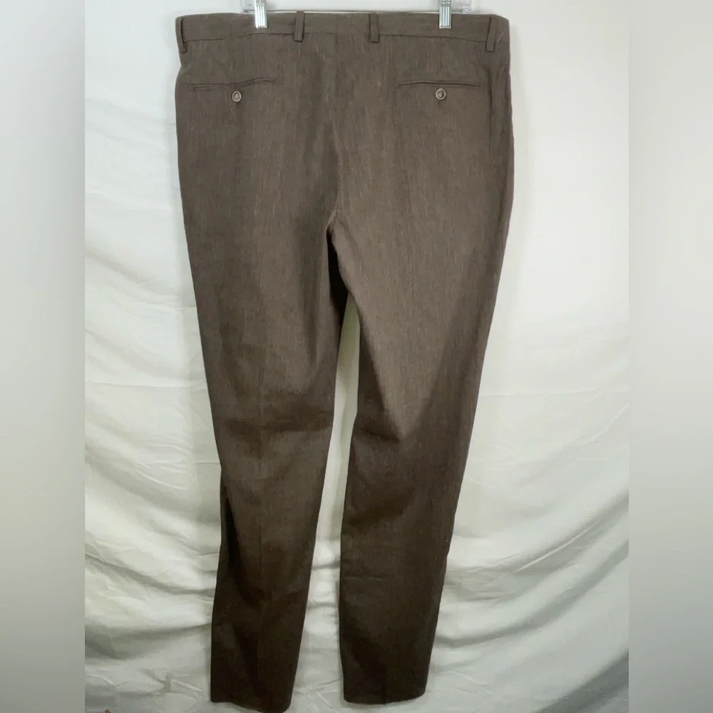 NWT Joseph Abboud Heritage Nova Fides Linen Blend Dress Pants Sand Sz 40 raw hem